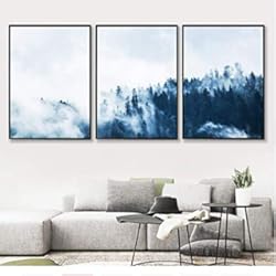 Paredes Modulares Impresiones modulares Cuadros Bosque Montaña Paisaje Pinturas decorativas para el hogar Restaurante Cartel moderno de la lona Arte de la pared 50x70cm Sin marco