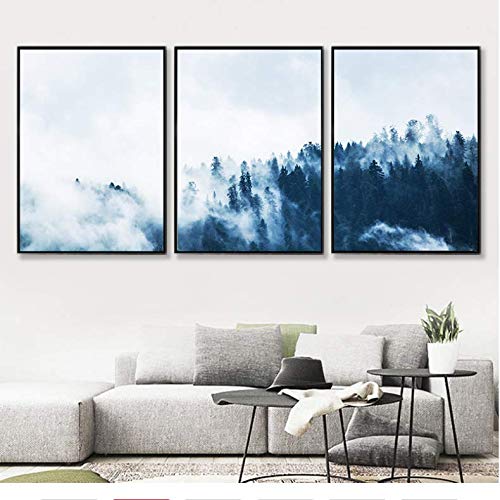 Affiche murale forêt montagne pour peintures décoratives maison