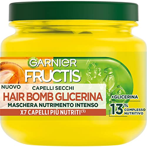 Garnier Fructis Nährende Maske für trockenes und strapaziertes Haar, weicher und glänzender Effekt, mit Sheabutter, Hair Bomb Glycerin, 320 ml
