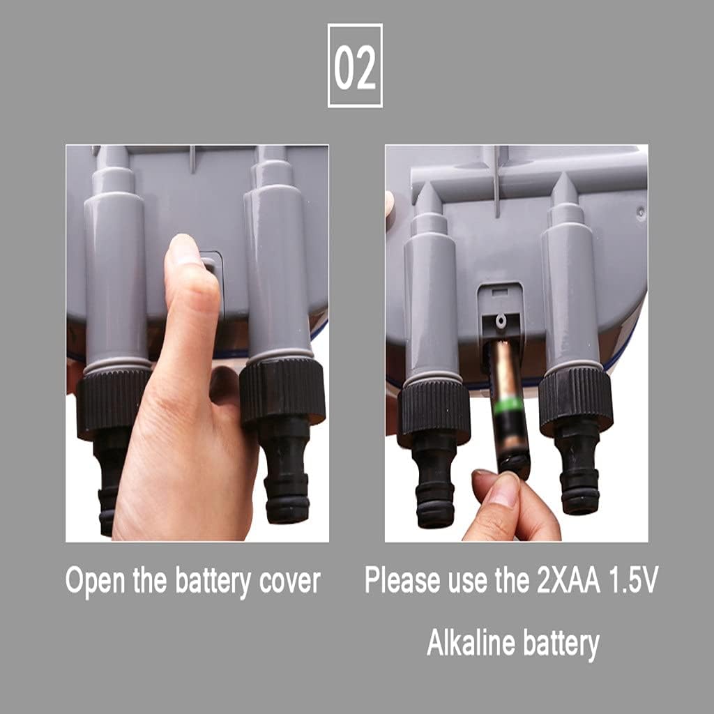 Ball Valve Electronic Automatic Watering Two Outlet Four Dials Water Timer Garden Irrigation Controller for Garden, Yard