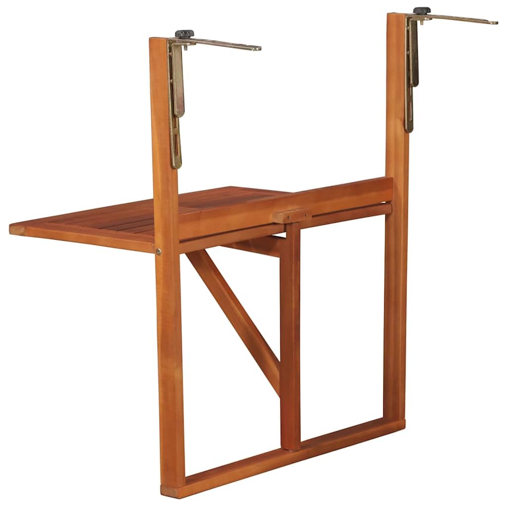 Tavolo sospeso da balcone in legno massello di acacia, 64,5 x 44 x 80 cm, pieghevole per ringhiera, terrazza, veranda, durevole, resistente alle intemperie