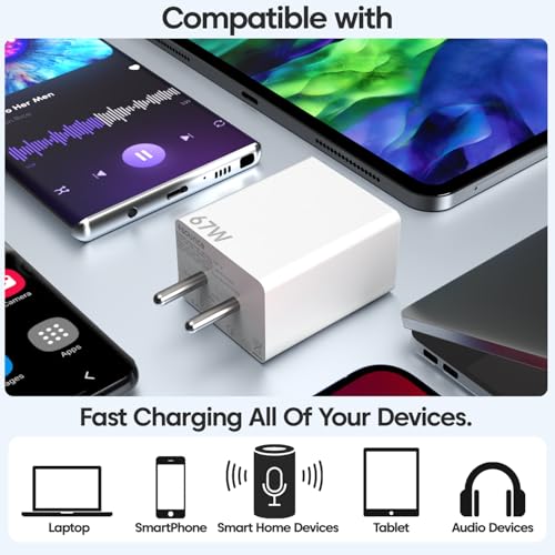 Image of Mi 67W FastCharge Type C Power Adapter with PD Charging Support Advanced Safety Protection Compact Lightweight Travel Design for Rapid Charging of Smartphones Tablets Laptops USB-C Devices Use (White)