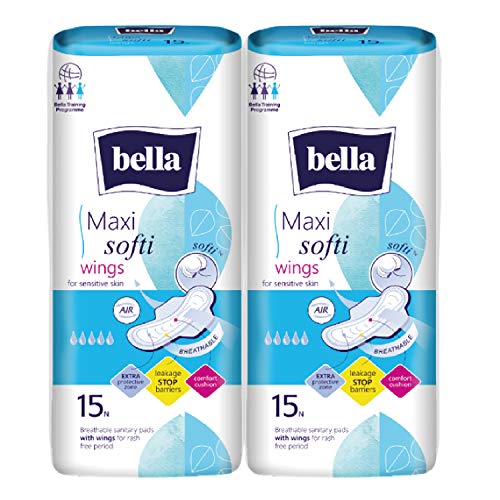 Image of Bella Maxi Soft Wings Classic Sanitary Pads - 15 Pieces (Pack of 2) & Panty Soft Classic Liners, Pack of 60 Scent: unscented & Panty Intima Plus Panty Liners - 40 Count (Large) (Pack of 1)