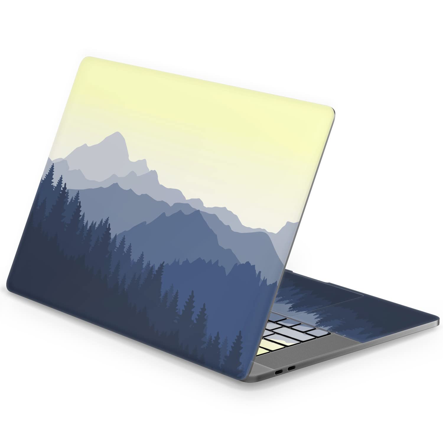MertakVinyl Skin Compatible with MacBook Air 13 M2 M1 2023 2022 Pro 16 inch 15 14 2021 2020 2019 Touch Bar Graphic Navy Blue Cover Sticker Print Landscape Mountain Range Forest Wrap Laptop Top