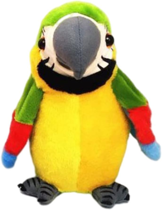 Muzrunq Electric Parrot Plush Toy Recording Learning To Talk Parrot Speaking Record Repeats Waving Bird Electric Parrot for Kids Green (No Battery)