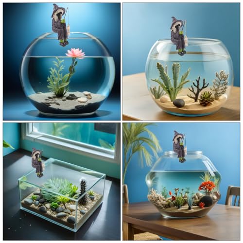 Figurines sorcière pêcheuse en résine violette solide et compacte - 4