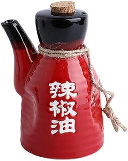 BESTonZON Japanese Style Ceramic Condiment Bottle Liquid Seasoning Jar for Oil Sauce Vinegar and Chili Oil Dispenser Elegant Kitchen Supply