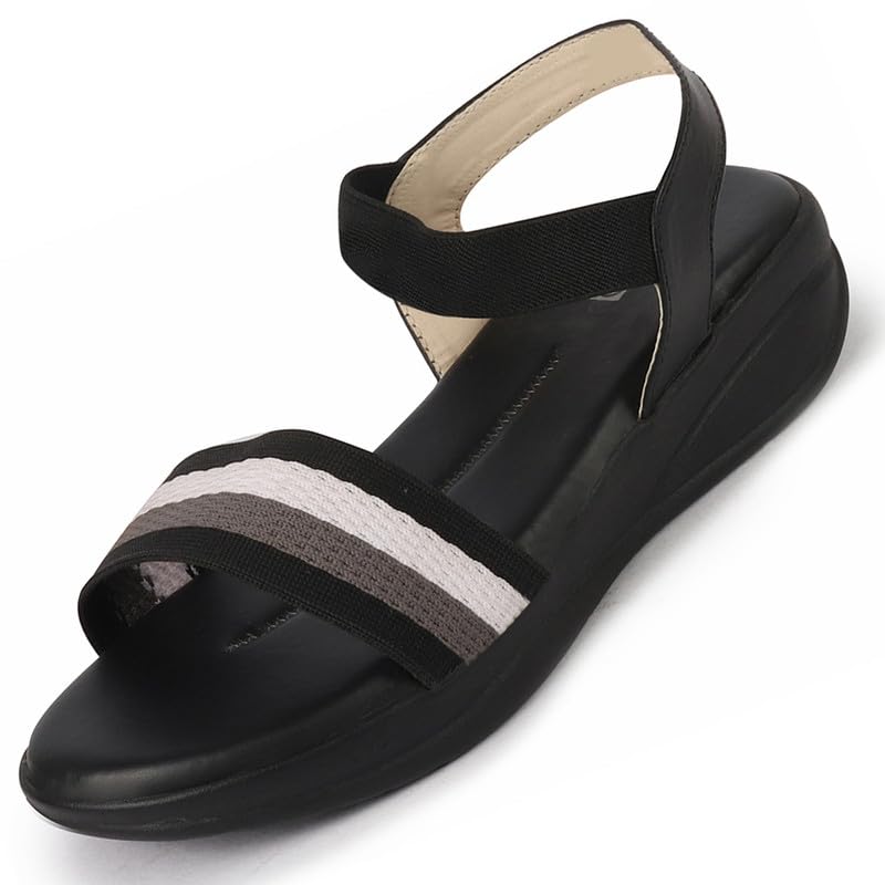 FAUSTO FST KI-207 BLACK-39 Womens Black Open Toe Multi Color Strap Platform Woven Design Slip On Sandals (6 UK) (B0CPTPGJ29) Amazon Price History, Amazon Price Tracker