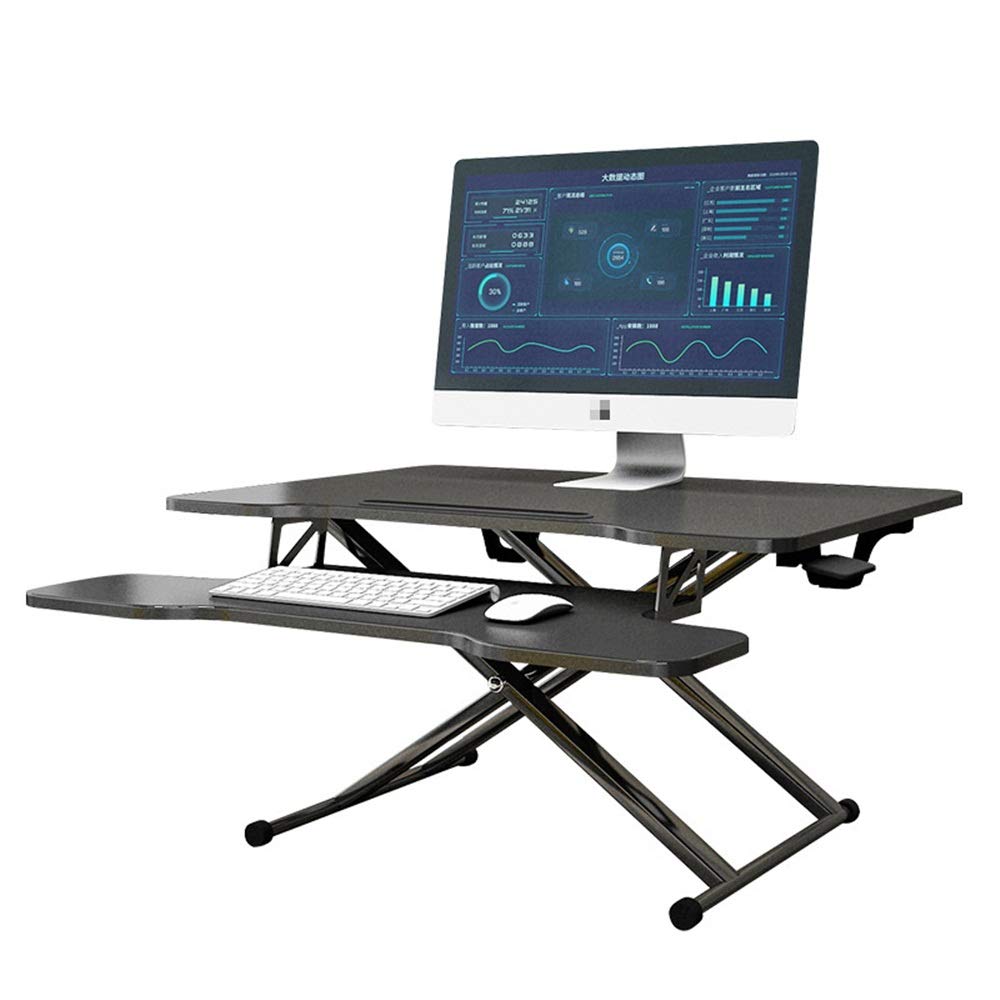 CGCSYZ Height-Adjustable Standing Desk Converter - Ergonomic Stand-Up Workstation for Home and Office Easy-Setup White Desktop Stand Universal Fit for All Workstations (Black One Size)