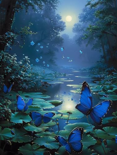 MAYUPEOU Mariposa Pintar por Numeros, Pintar por Numeros Adultos Luna, DIY Paint by Numbers Adult Manualidades, painting by numbers con Pinceles y Pinturas Acrilicos, Decoracion Hogar, 30x40cm A-3840