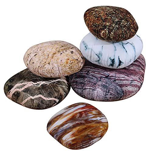 Image of 6-Piece Set Rock Pillow Covers for Kid Room,Pebble Stone Cushion Covers,Colored Stone Photography Props,Fun Throw Pillow Covers for Outdoor on Grass(6 Different Sizes)