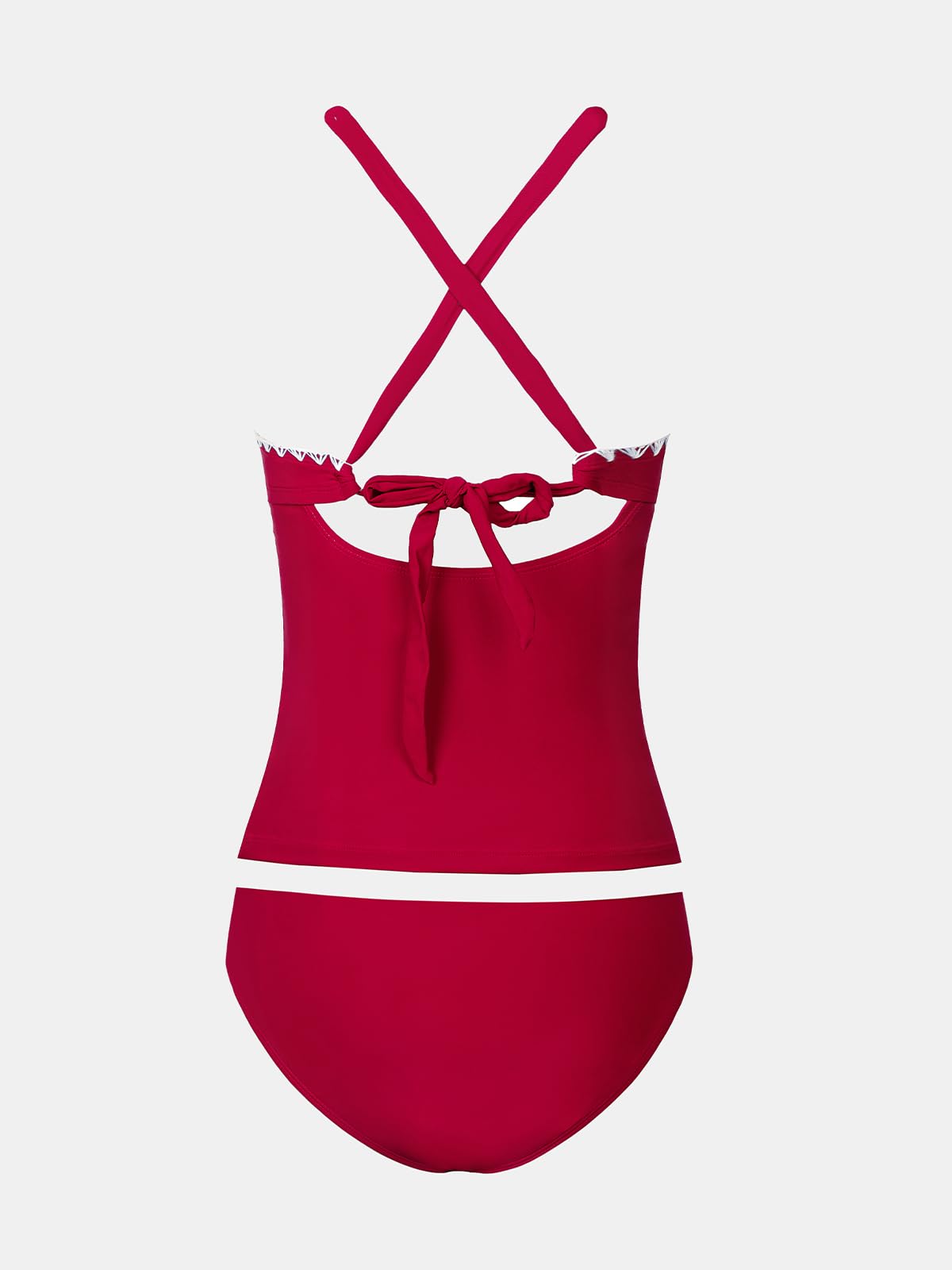 CUPSHE Tankini 2 pièces pour femme - Contrôle du ventre croisé dans le dos - Taille mi-haute - Coutures coquilles
