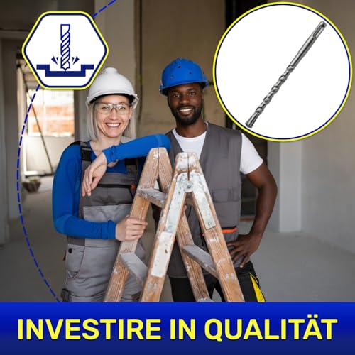 3 Stück SDS Plus Bohrer Set Beton Ø 10 mm x 350 mm aus Stahl und Wolframkarbid - Betonbohrer Kann für Ziegel Mauerdurchbruchbohrer Wandbohrer Stahlbeton Verwendet Werden - MONTERAL