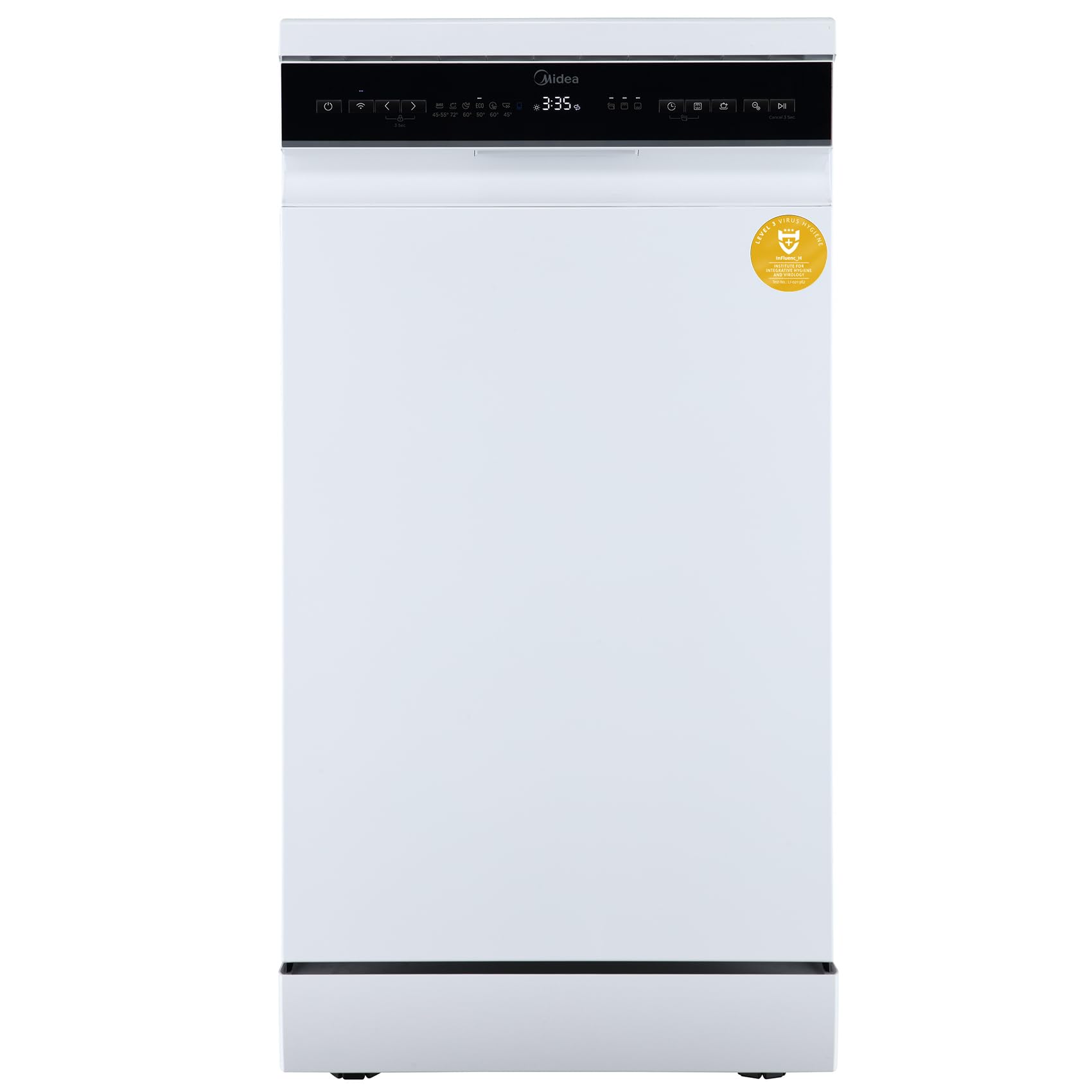 Midea Spülmaschine Freistehend, Besteckkorb, höhenverstellbarer Oberkorb, Aqua-Stopp, Startzeitvorwahl [Energieklasse C]