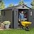 Bezseller 8x10 Resin Storage Shed with Floor Double Doors, Waterproof Outdoor Plastic Shed for Backyard, Garden Tools & Patio Furniture – Easy Assembly, Maintenance-Free Resin Shed, Grey