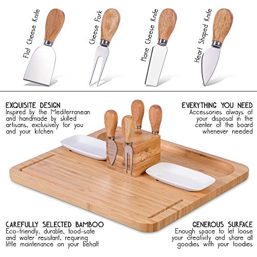 Exquisite Cheese Board and Knife Set by Maison del Mar - Charcuterie Board Set & Cheese Serving Platter for Meat, Wine, Crackers - Gift Idea for Women, Birthday, Wedding, Anniversary, Housewarming - Thumbnail 6