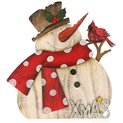 com-four® Dekorativer Aufsteller für Weihnachten - Schneemann aus...