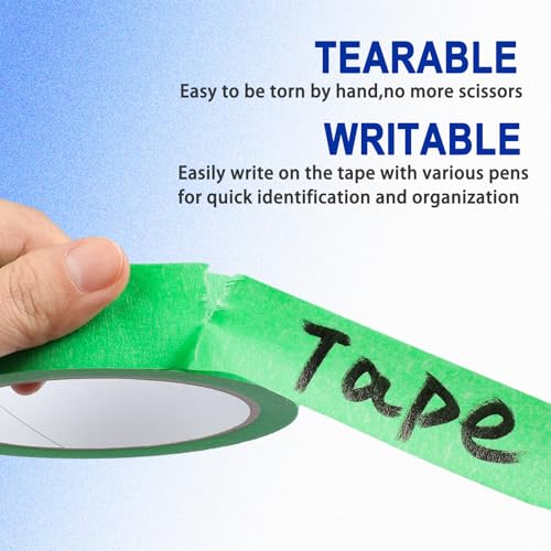 Image of 2 Pack Green Painters Tape - Green Masking Tape 1 Inch Wide - Multi-Surface, Smart Adhesion, Indoor & Outdoor - Paint Tape for DIY, Labeling, Art, Car, General Purpose - 180FT Total