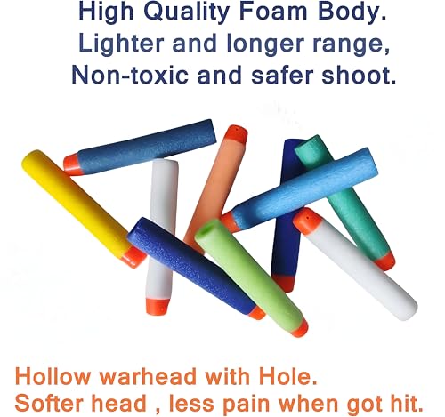 Image of VERAT Hollow Out Soft Foam Refill Darts for N-Strike Elite Series Blasters Soft Foam Refill Darts for Nerf N-Strike Elite Hollow Safe & Durable Darts Premium Foam Bullets(Multicolor, Pack of 200)