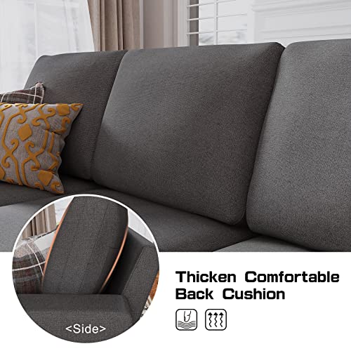 Honbay Reversible Sectional Couch With Ottoman L-Shaped Sofa For Small Spaces Sectional Sofa With Chaise In Dark Grey #TOP2