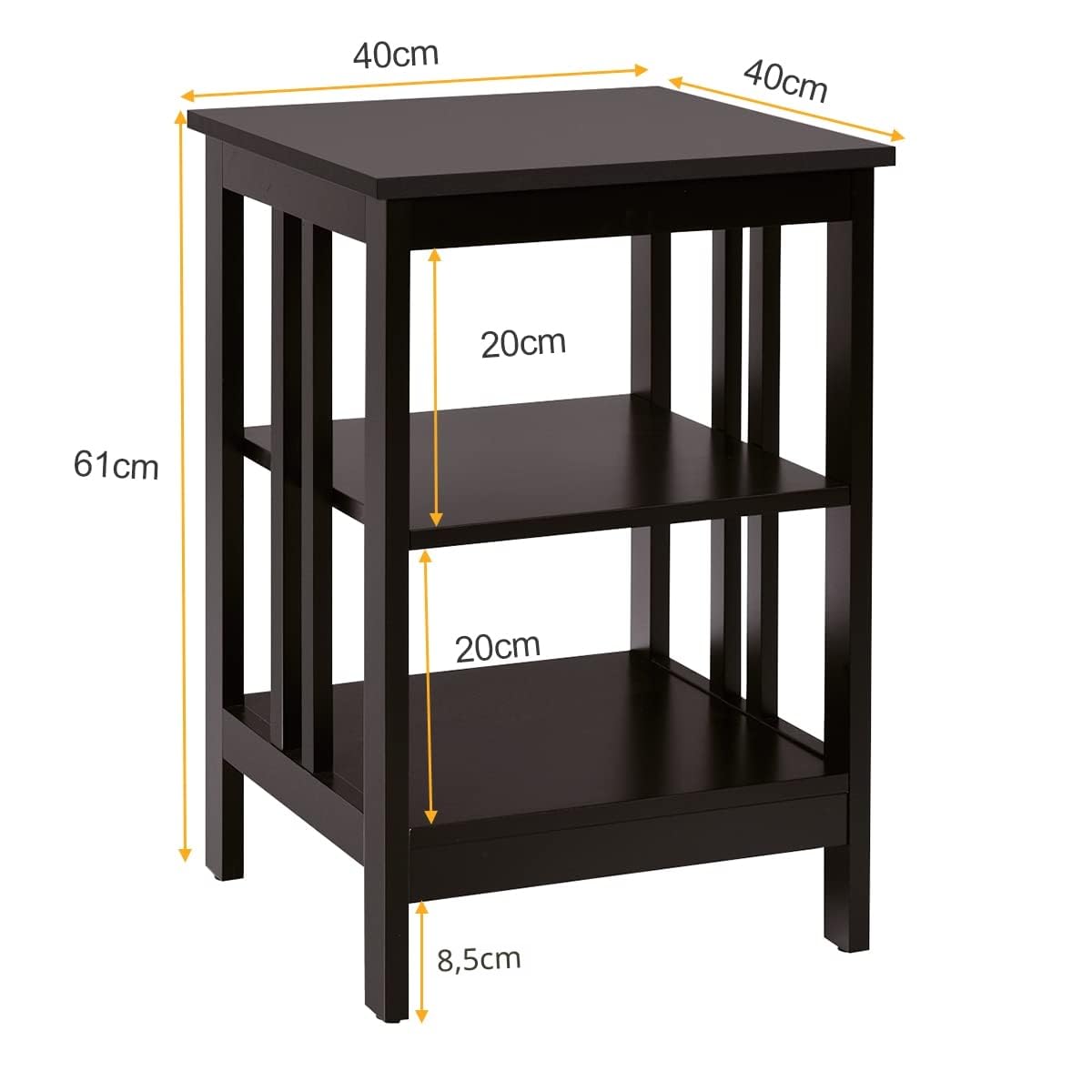 LIFEZEAL Comodino A 3 Ripiani Con Cassetto - Stretto, In Legno, Capacità 70 Kg, Dimensioni 25,5x58,5x61 Cm, Colore Bianco