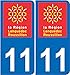 11 La Région Languedoc Roussillon département région Autocollant Plaque immatriculation Auto Voiture Sticker, Couleur : Bleu, Angle : Arrondi