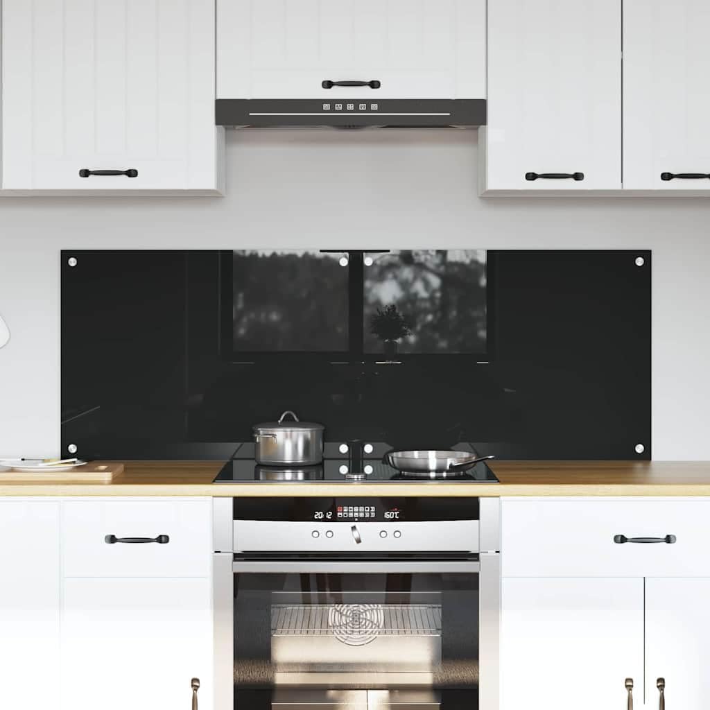 Solivagant Küchenrückwand 2 pcs Schwarz 70 x 50 cm Gehärtetes Glas, Küche Esszimmer,Küchenhelfer -utensilien, 15.7 kg-3415543
