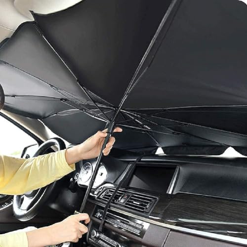 Image of TEKCOOL Car Sunshade Windshield Cover, Umbrella Windshield Sunshade for Car Front Window Sun Protection & Heat Insulation Foldable Sunshade Full Cover Sunshade for Most Vehicles'