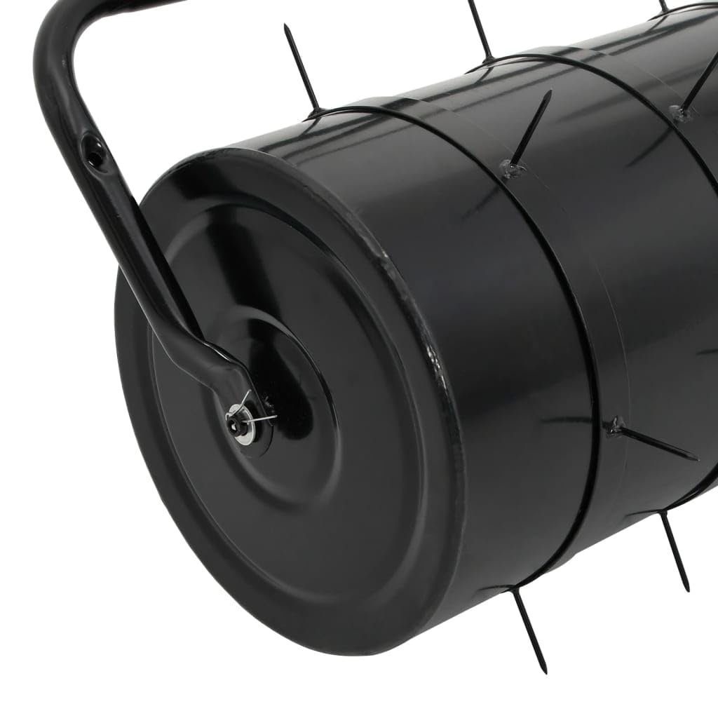 Gecheer Rodillo para Césped con Aireador de 5 Abrazaderas - Hierro, 63L, para Jardineros - Negro, Montaje Sí