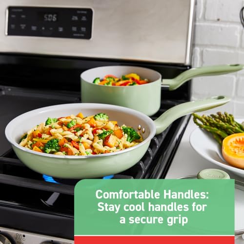 Image of T-fal Recycled Ceramic Nonstick Square Griddle Pan 10.25 Inch Oven Safe 350F Pots and Pans, Cookware Green