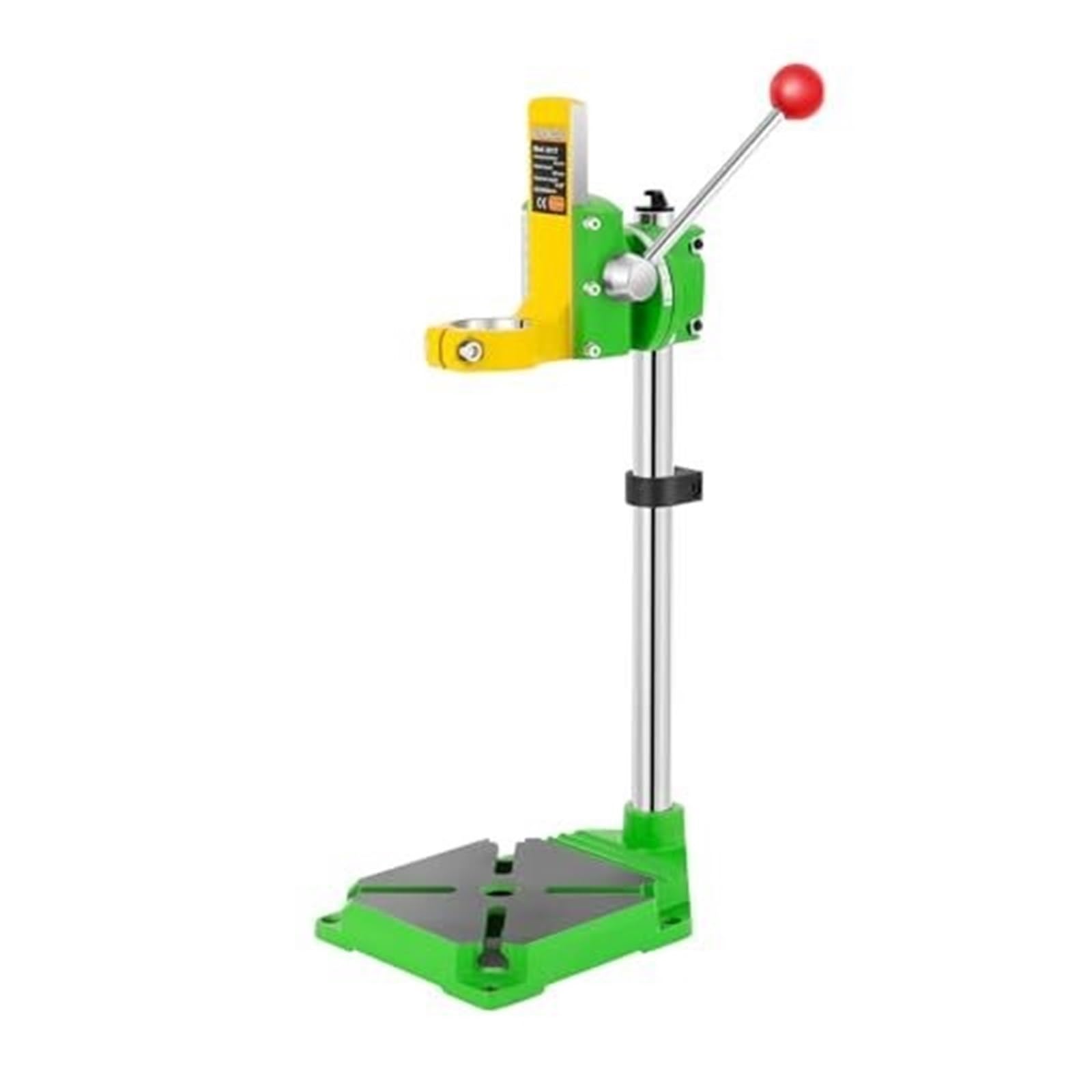 Supporto per trapano da banco per trapani manuali, corsa 60 mm con scala di profondità, base girevole regolabile a 90°, supporto per trapano a colonna per lavorazione del legno e fai da te