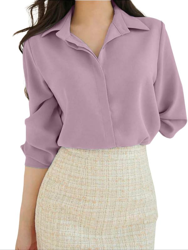 Image of Women's Regular Fit Korean Style Shirts | Stylish Western Shirt with Concealed Placket | Casual & Office Wear Shirt for Women