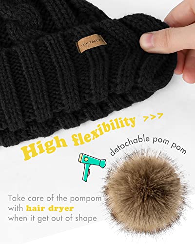 Camptrace Baby Winter Hat Toddler Beanie Baby Girls Boys Hat Warm Faux Fur Pom Kid Chunky Knitted Thick Snow Cap4