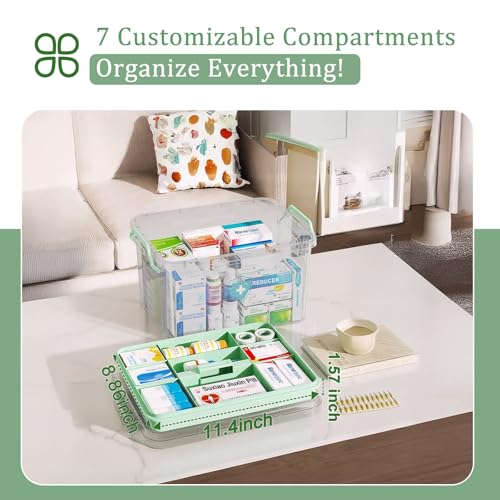 Image of ANYPROLUS 15QT Clear Medicine Organizer Box with Handle, Plastic Medicine Container with Tray First Aid Box Empty, Thickened Medicine Storage Organizer Multipurpose Medication Organizer Storage
