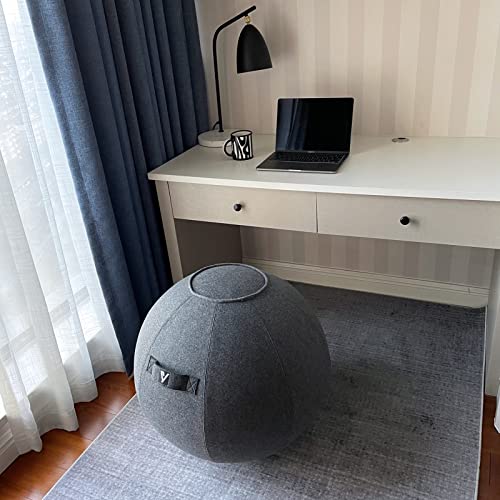 Image of Sitting Ball Chair for Office and Home, Pilates Exercise Yoga Ball with Cover for Balance, Stability and Fitness, Ergonomic Posture Exercise Ball Seat with Handle and Pump