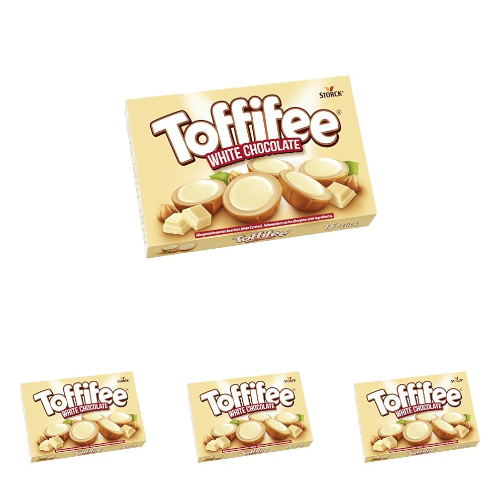 ToffifeeWhite Chocolate, Hazelnut in Caramel with Light Cream and White Chocolate, 15 Pieces (Pack of 4)