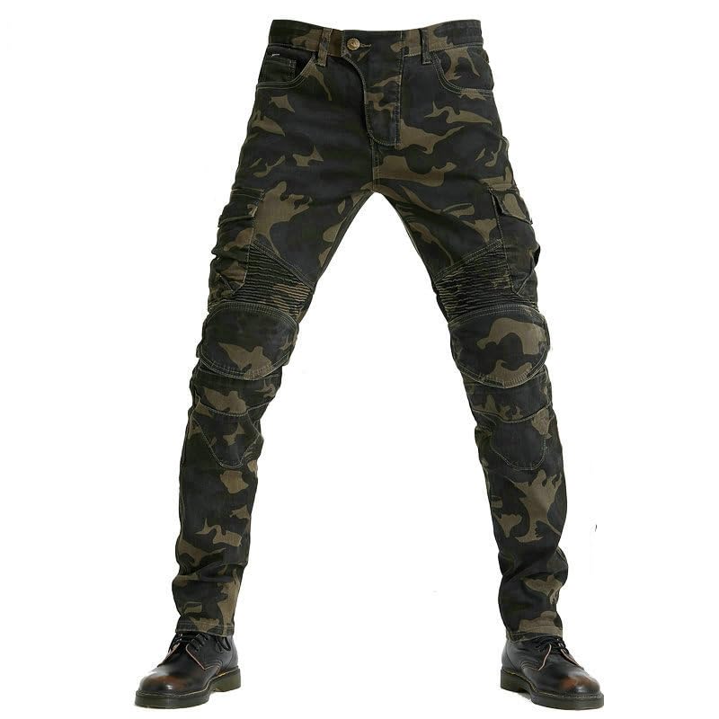 Pantalones de Motocicleta Hombres, Pantalones Protectores para Hombres Breathable Hip and Knee Protections Azul, 4XL
