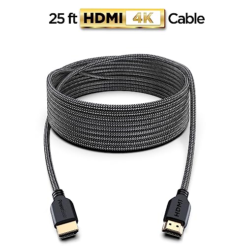 Image of PowerBear 4K Long HDMI Cable 25 ft [2 Pack] High Speed, Braided Nylon & Gold Connectors, 4K @ 60Hz, Ultra HD, 2K, 1080P, ARC & CL3 Rated | for Laptop, Monitor, PS5, PS4, Xbox One, Fire TV, Apple TV
