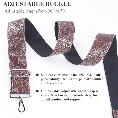 Image of Purse Straps Replacement Crossbody,Crochet Purse Strap for Handbags,Wide Shoulder Straps for Bags(5-Carved Copper Red)
