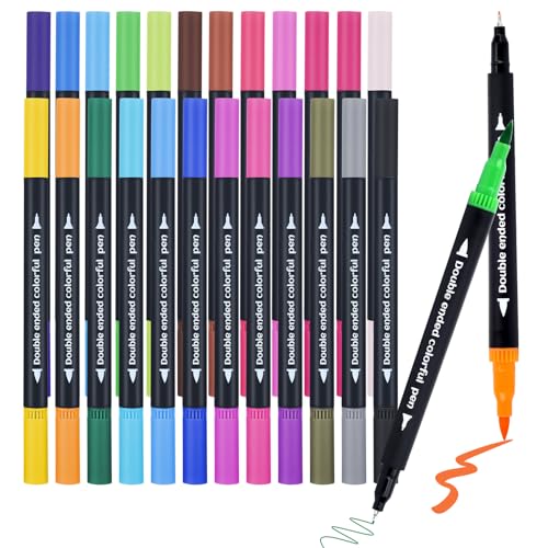 SZTCECDM 24Color Dual-Tip Art Markers Set, Fine & Brush...