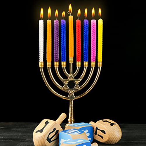 DEYBBY Honeycomb Beeswax Spell Chime Candles for Home - Set of 45 Tiny Beeswax Candle for All 8 Nights of Hannukah Menorah, Multi-Color