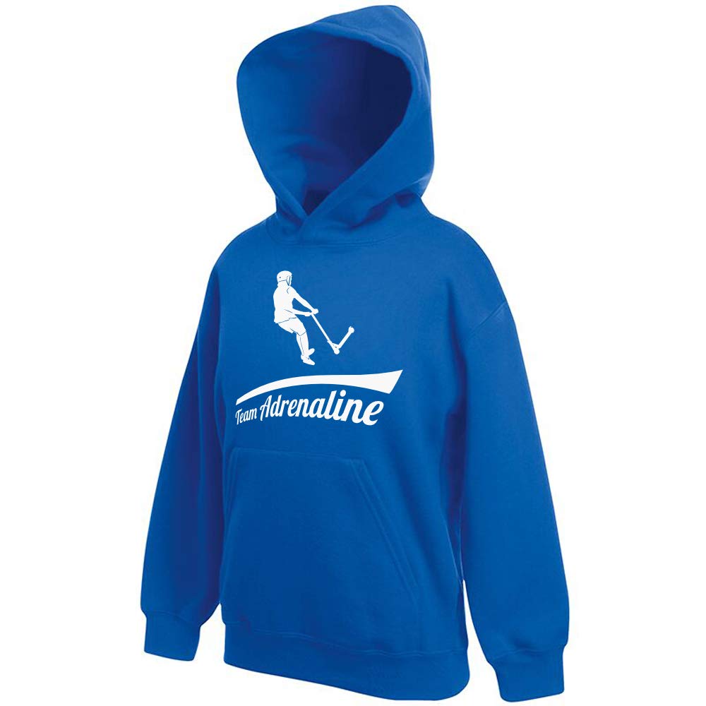 Davesdisco Boys Blue Team Adrenaline, Push Kick Stunt Scooter, Extreme Sports, Childrens Kids Girls Hoody Hoodie, 10