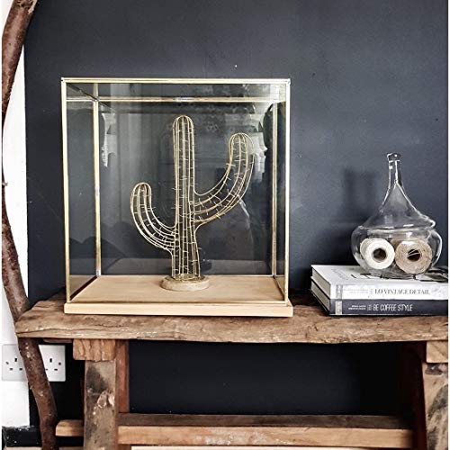 EMH Vitrine / Vitrine aus Glas und Metall, handgefertigt, mit Holzsockel, 42 cm