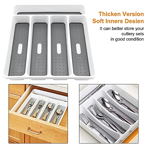 Beowanzk Besteckkasten für Schubladen Ordnungssystem, Besteck Organizer Antirutschmatte Besteckbox,Kompakter Küchen Cutlery Tray 40*30,Besteckkiste Aufbewahrung Platzsparend Besteckeinsatz Weiß - Image 7