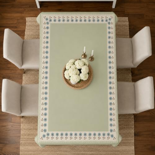 Image of STITCHNEST Cotton Slub Table Cover for 6 Seater Dining Table|54 x 78 Inches, Digitally Printed|Durable, Washable & Fade-Resistant Fabric
