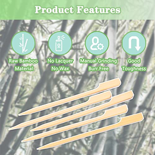 Bamboo Skewers 6 inch, Bamboo Sticks for Cocktail 100pcs Shish Kabab Skewers Sticks Wide Flat Paddle Wooden Skewers for Barbeque, Grilling, Appetizers, Food Picks, Cocktail Picks for Party - Thumbnail 4