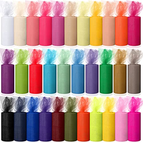 Jagely 32 Colors Tulle Rolls 6 By 25 Yards Rainbow Fabric Tulle Ribbon Netting Net Mesh Spool Material For Tutu Wedding Decoration Party Gift Wrapping Skirt Dress Diy Craft, 6 Inches #TOP20