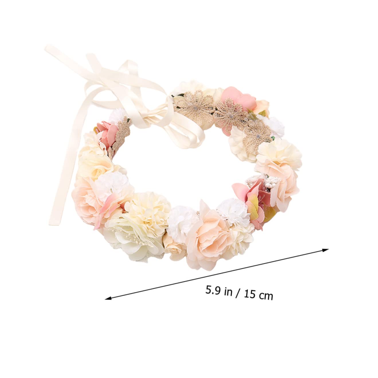 minkissy 5pezzi Fascia Per Floreale Da Sposa Con Fiori Artificiali e Nastri Accessorio Elegante Per Matrimoni e Feste Di Compleanno Adatta Donne e Ragazze