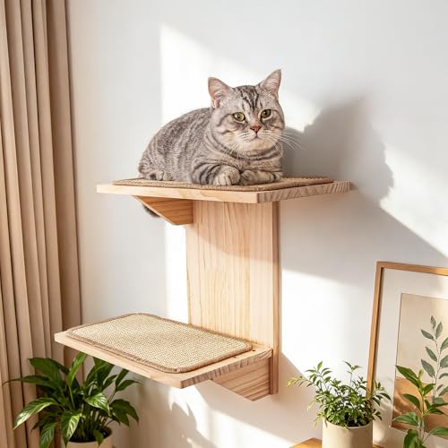 Estantes de pared para gatos forma árbol 2 plataformas miniatura 6