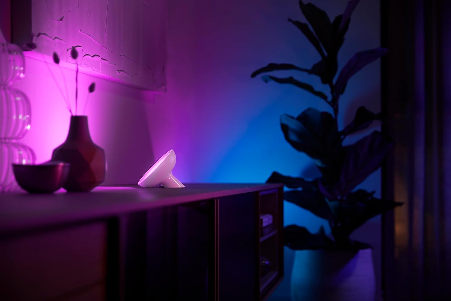 Philips Hue White & Color Ambiance, Lampe Connectée à Poser Bloom, Blanc